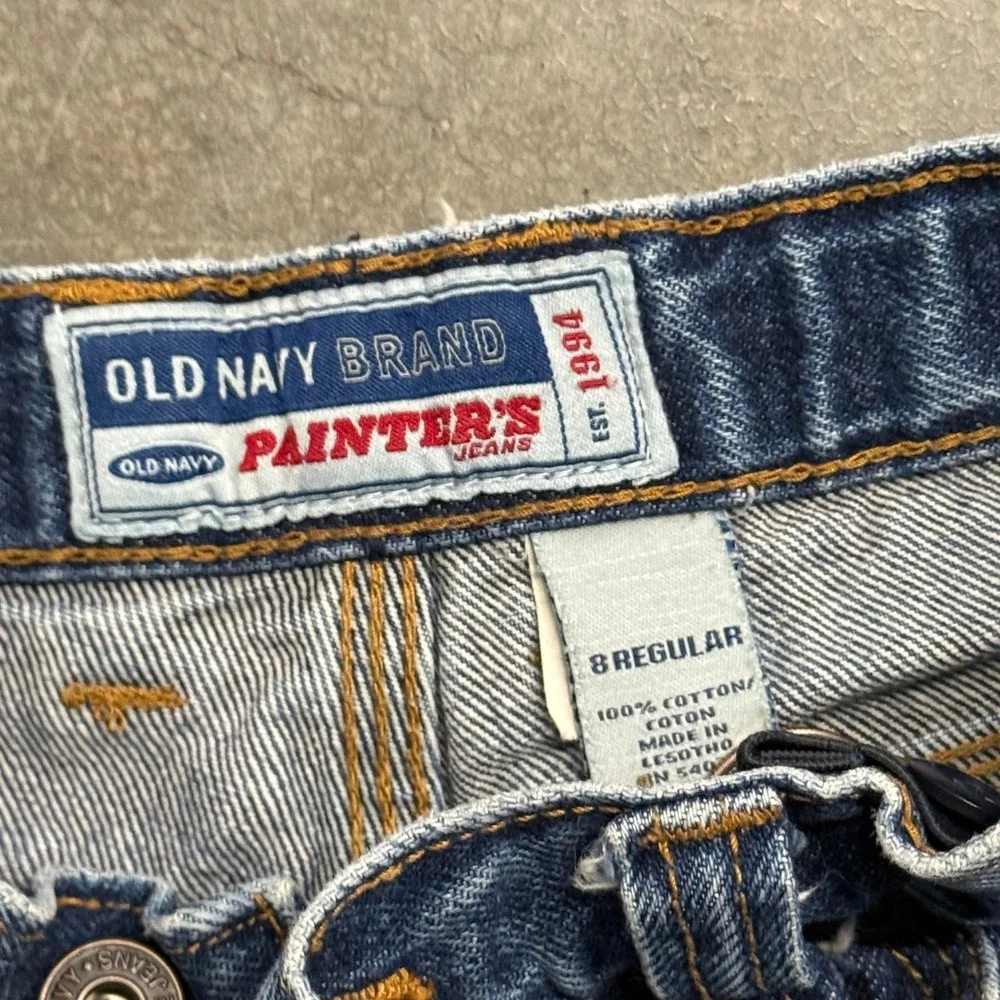 Old Navy Kids Painter's Jeans Blue Denim Utility Carpenter Pants Size 8 Regular